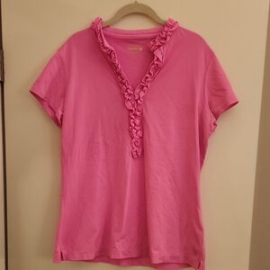 Pink Ruffled V-Neck Women's Top Lilly Pulitzer
